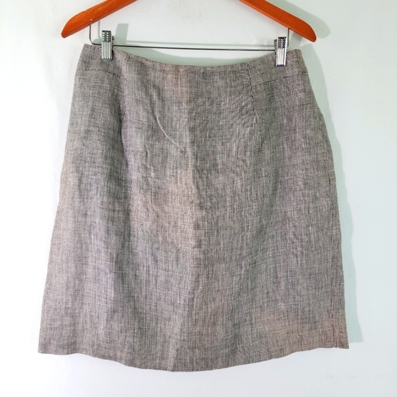 Talbot's Women's Irish Linen A-Line Skirt Sz 12 Gray/Plaid Checked Career Office - Picture 9 of 9